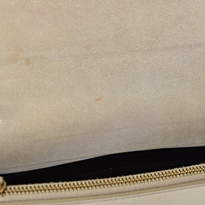 Saint Laurent Metallic Fabric Monogram Envelope Chain Wallet Light Gold 11 of 14