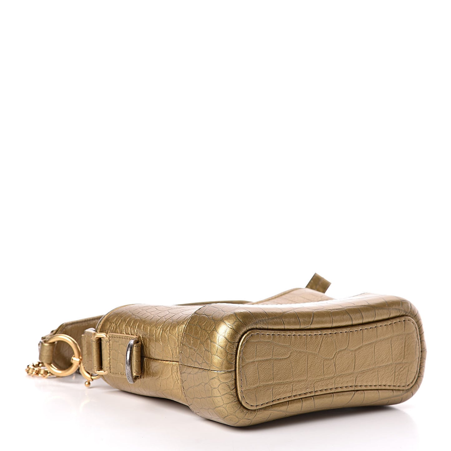 Metallic Calfskin Crocodile Embossed Cocodile Small Gabrielle Hobo Gold