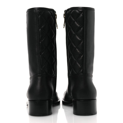 Chanel Calfskin Quilted CC Logo Mid Calf Boots 35 Black 6 of 11
