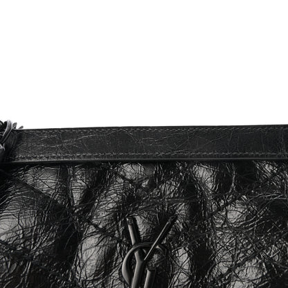 Saint Laurent Crinkled Calfskin Matelasse Monogram Baby Niki Chain Satchel Black 7 of 10