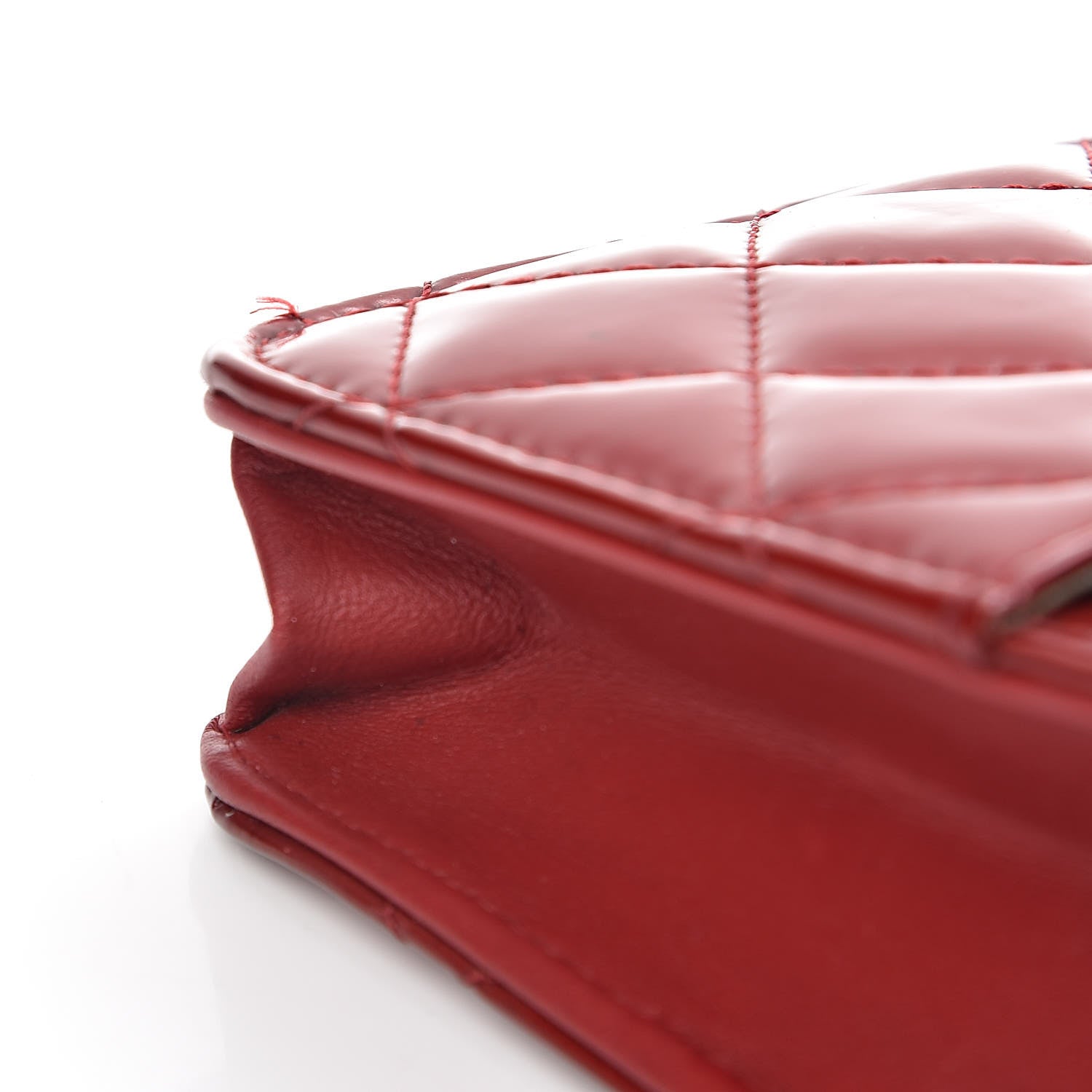 Chanel Patent Quilted Brilliant Wallet On Chain WOC Red 10 of 20