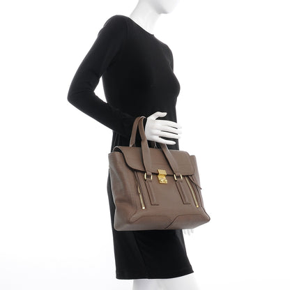 3.1 Phillip Lim 3.1 Textured Calfskin Medium Pashli Satchel Taupe 3 of 9