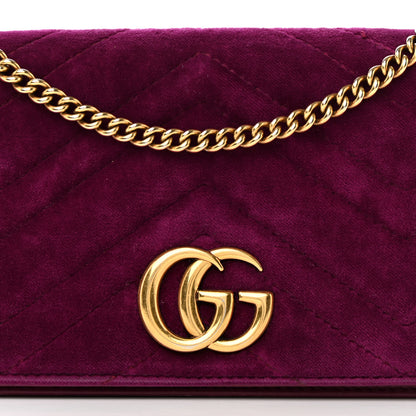 Gucci Velvet Matelasse GG Marmont Mini Bag Fuchsia Violet Cyclamen 7 of 18