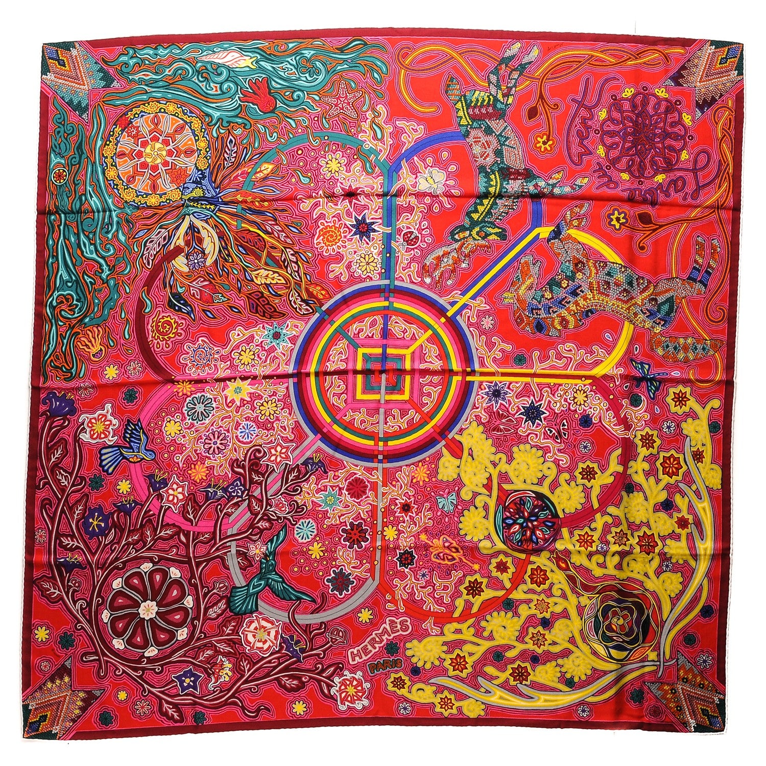 Hermes Cashmere Silk L'Arbre Du Vent Shawl 140 1 of 10