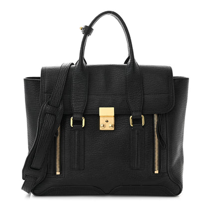 3.1 Phillip Lim Textured Calfskin Medium Pashli Satchel Black 1 of 10
