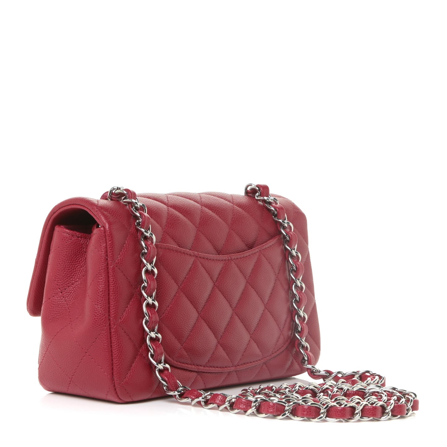 Caviar Quilted Mini Rectangular Flap Red