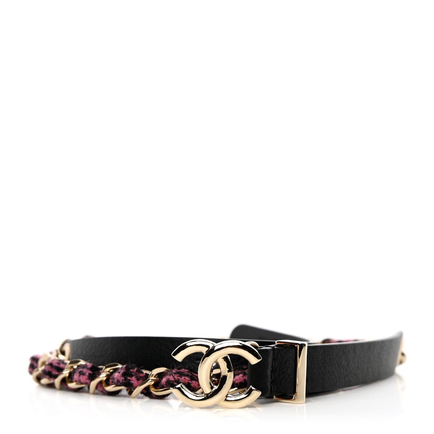 Calfskin Tweed CC Chain Belt 75 30 Black Pink