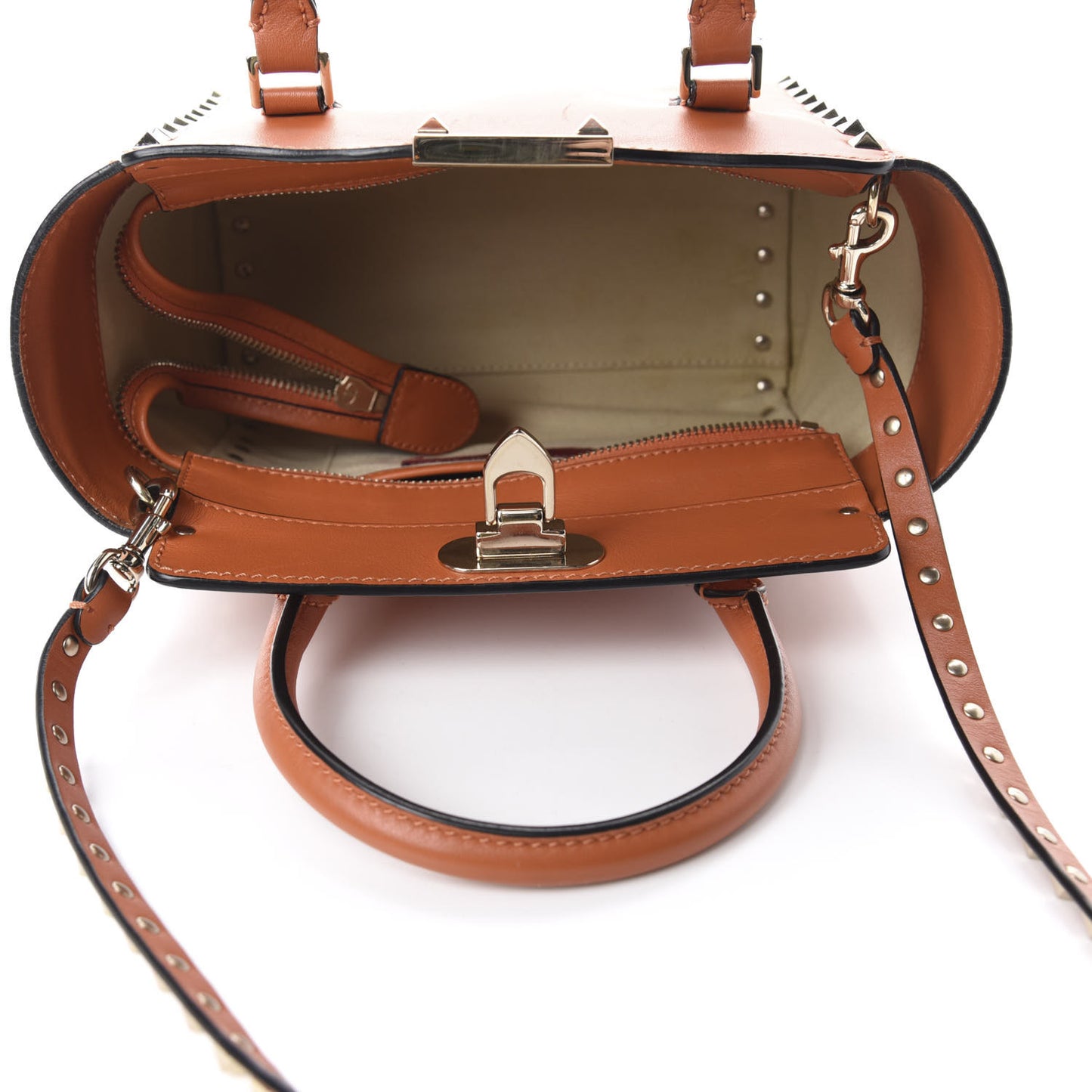 Vitello MIni Rockstud Double Handle Tote Orange