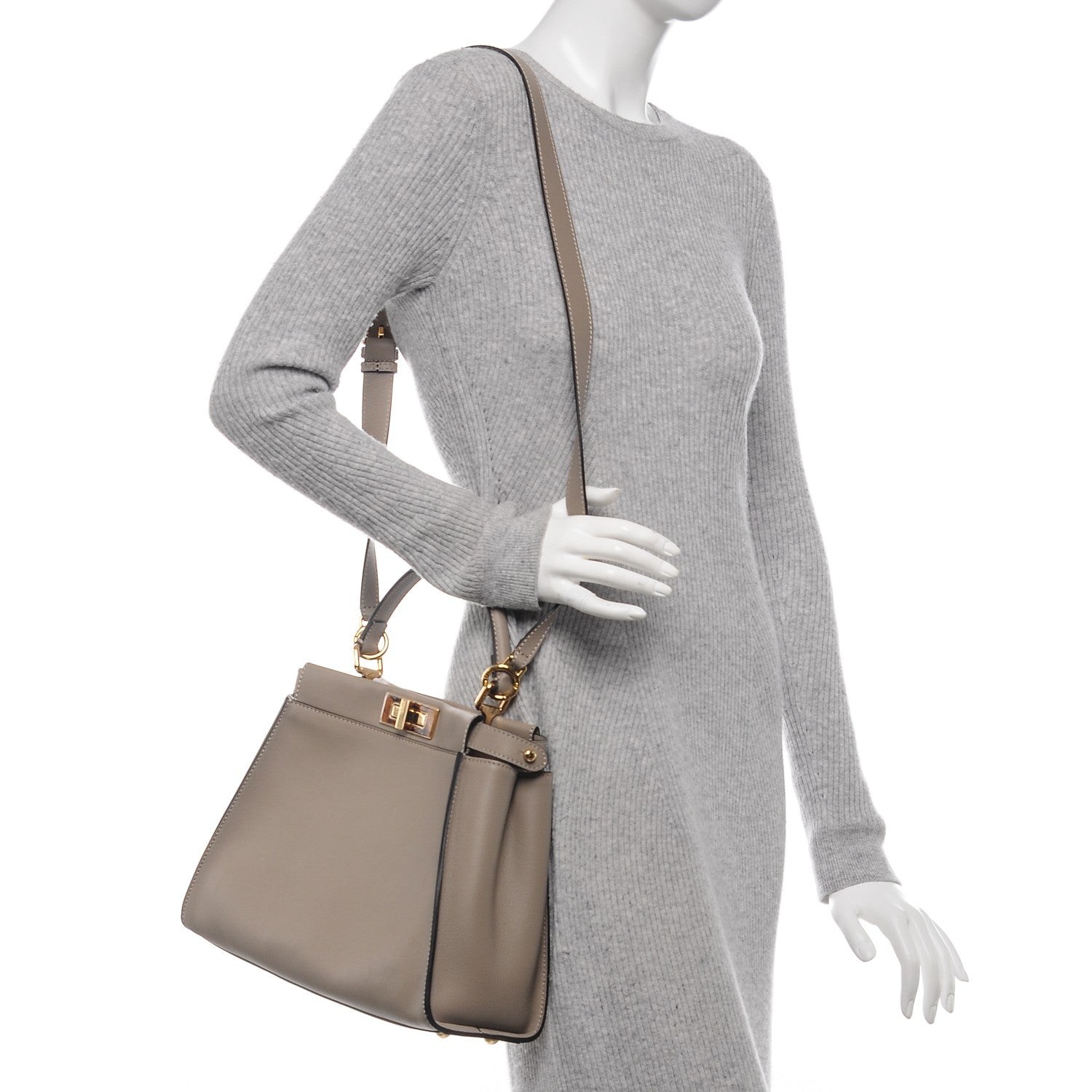 Fendi Vitello Seta Plexiglass Tortoise Medium Peekaboo Iconic Satchel Tortora 2 of 6