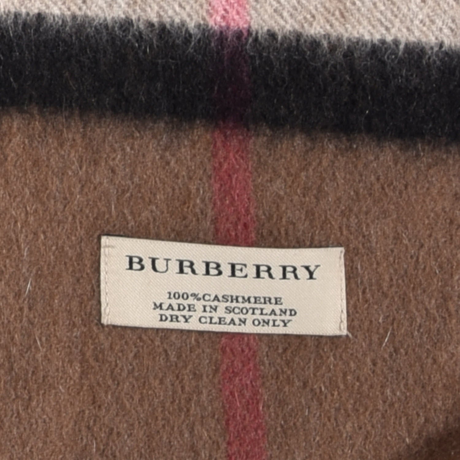 Burberry Cashmere Giant Check Fringe Scarf Camel 3 of 3