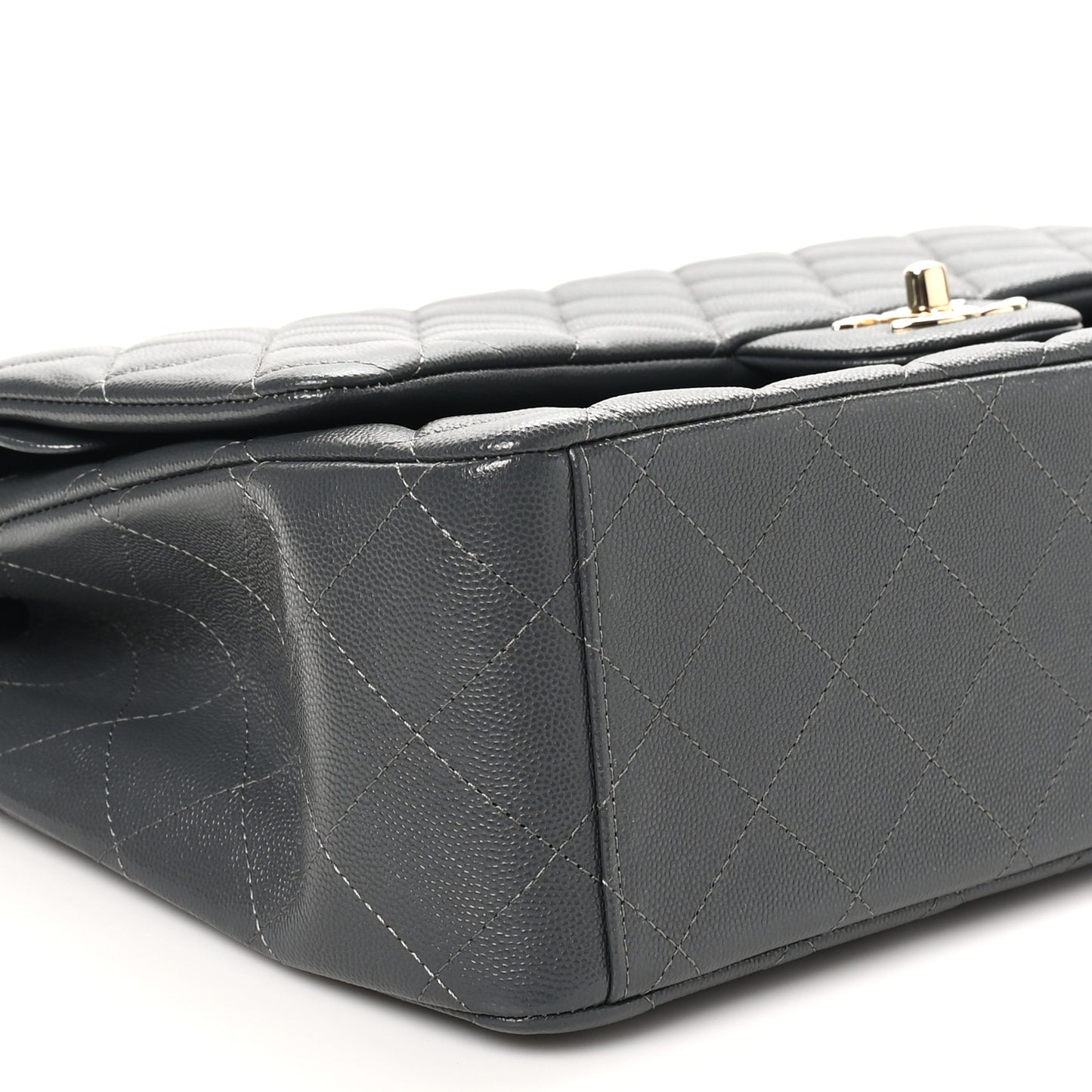 Caviar Quilted Maxi Double Flap Dark Grey