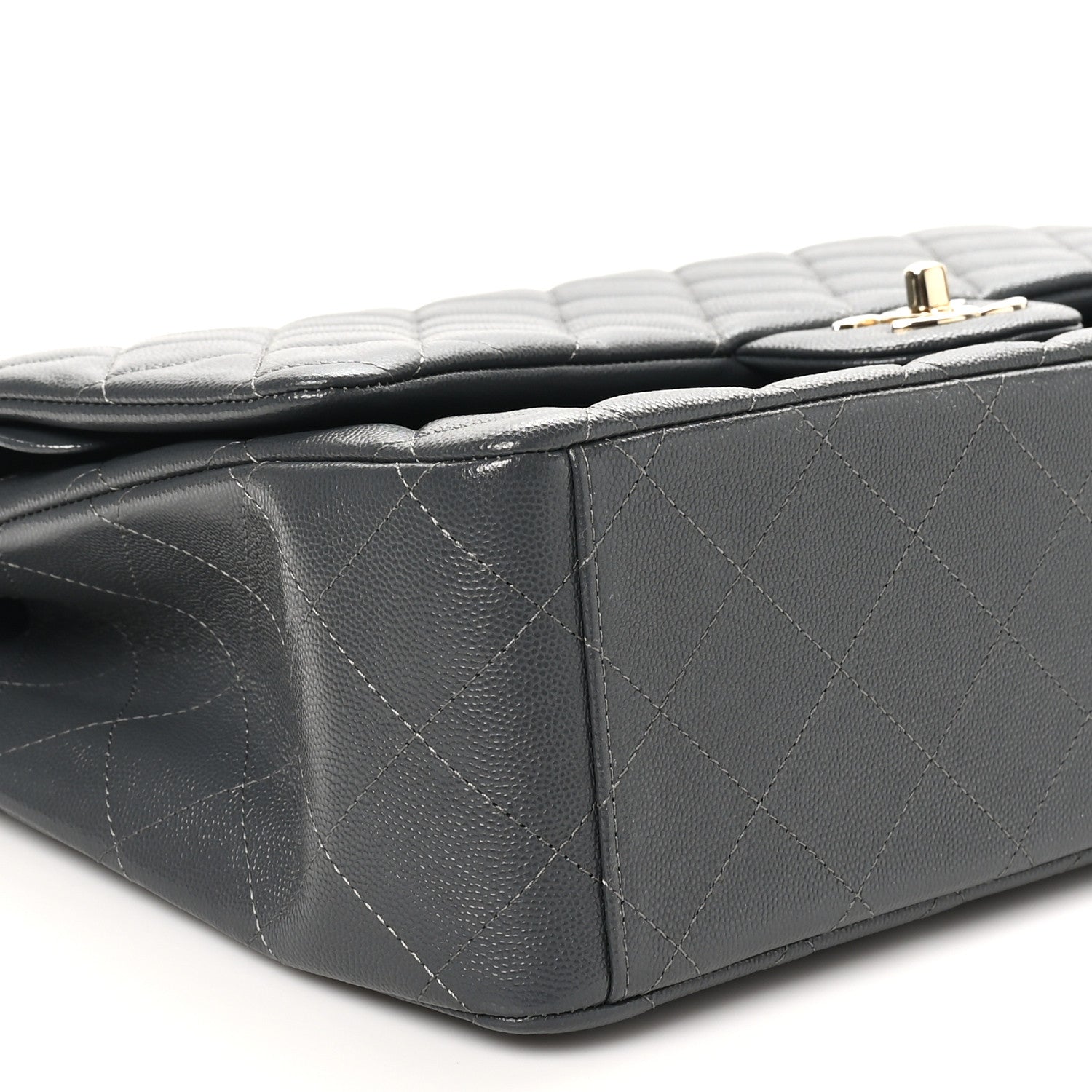 Chanel Caviar Quilted Maxi Double Flap Dark Grey 9 of 10