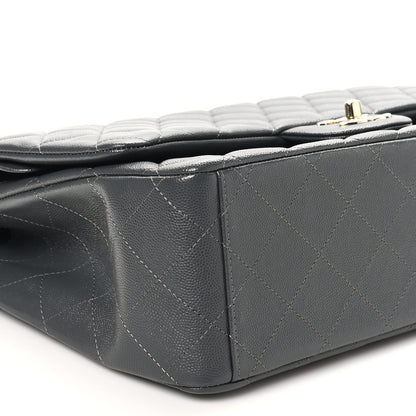 Chanel Caviar Quilted Maxi Double Flap Dark Grey 9 of 10