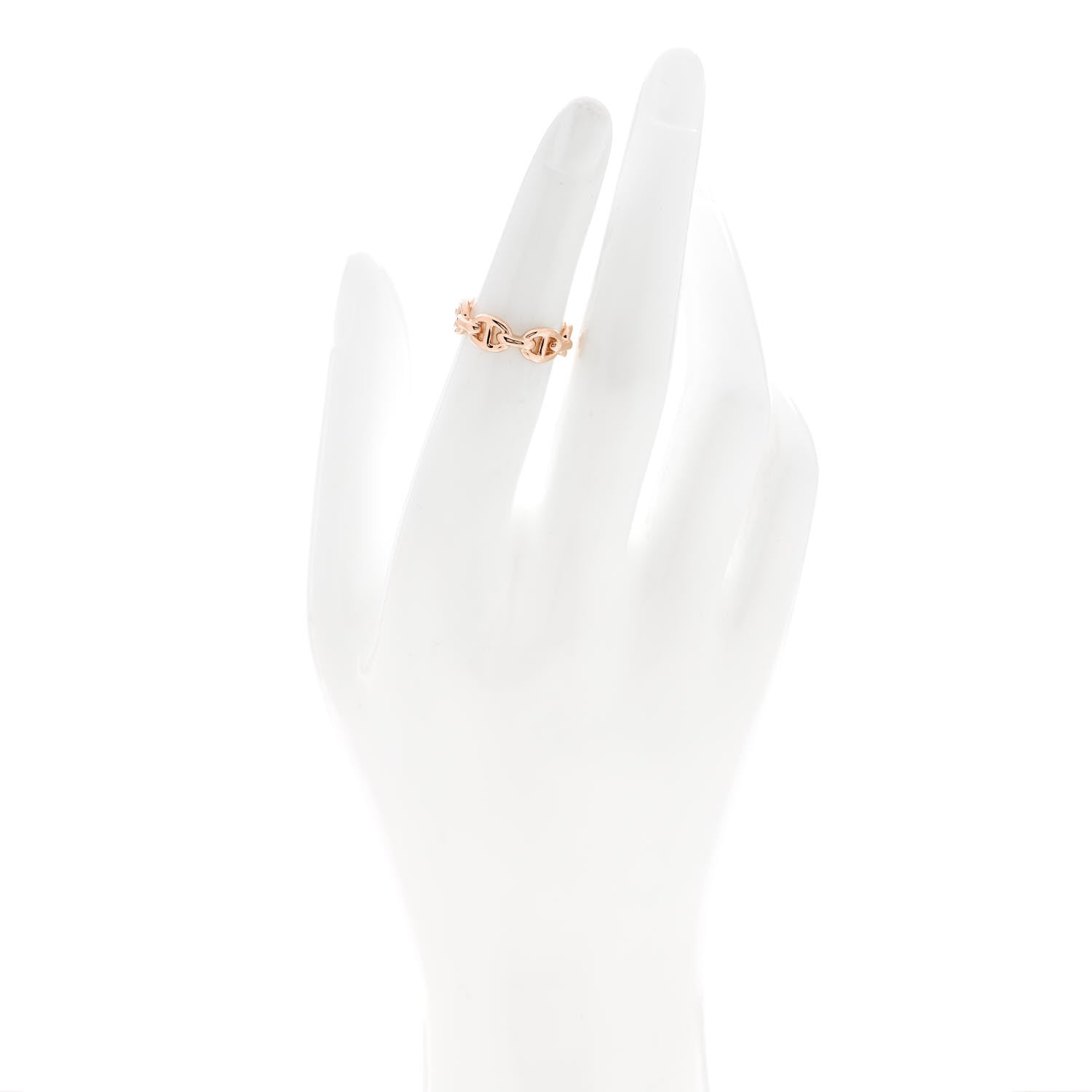 Hermes 18K Rose Gold PM Chaine d'Ancre Enchainee Ring 49 4.75 2 of 5