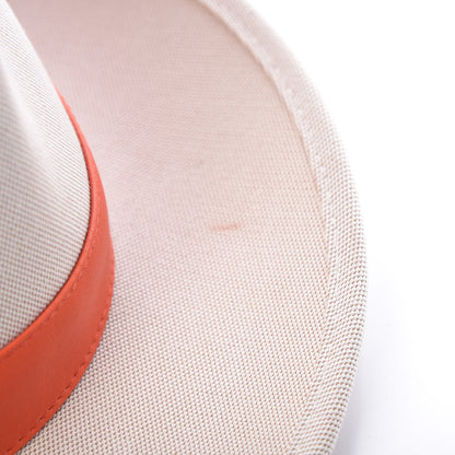 Hermes Toile Lambskin Hat 56 Natural 7 of 10