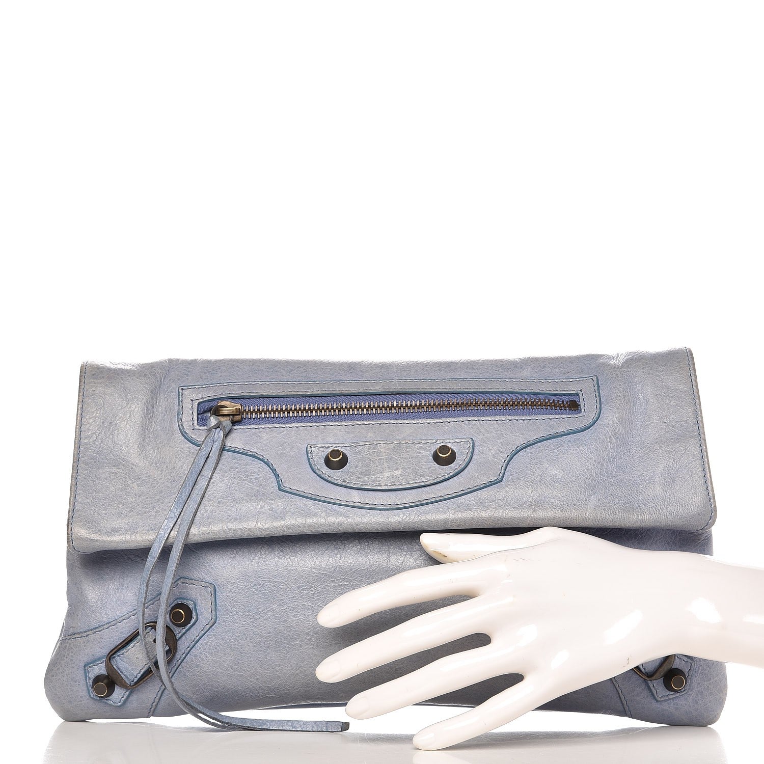 Balenciaga Agneau Classic Hardware Envelope Clutch Atlantique 2 of 11