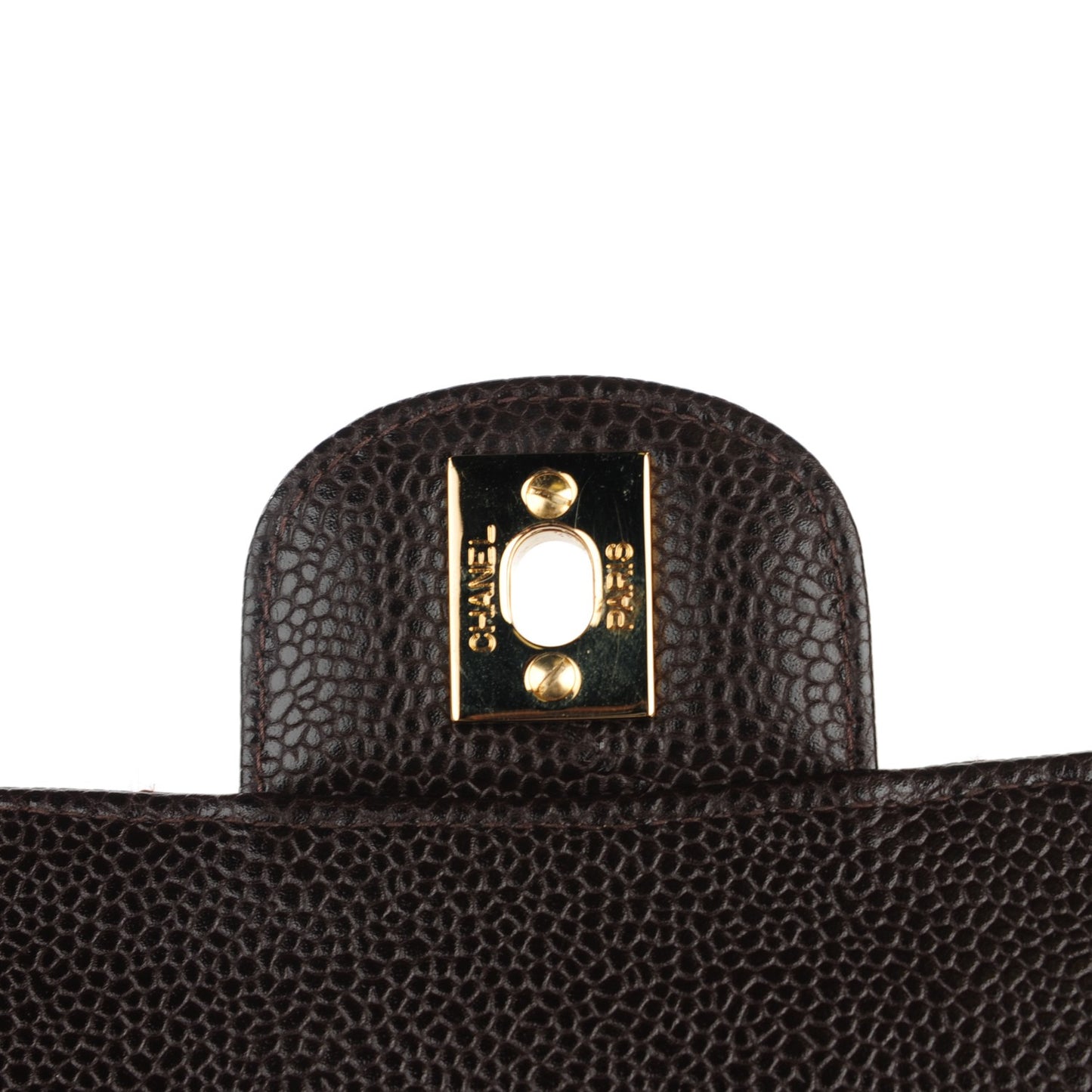 Caviar Quilted Medium Double Flap Dark Brown