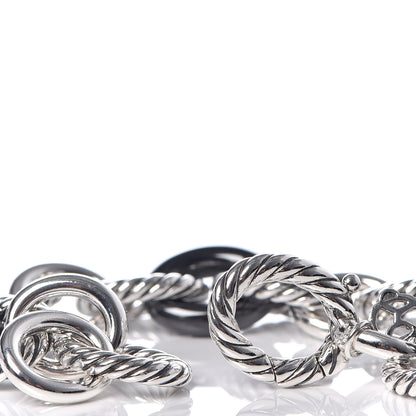 David Yurman Sterling Silver Ceramic 13mm Large Oval Link Bracelet Black 5 of 5