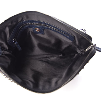 MCM Calfskin Studded Medium Crossbody Blue 6 of 11