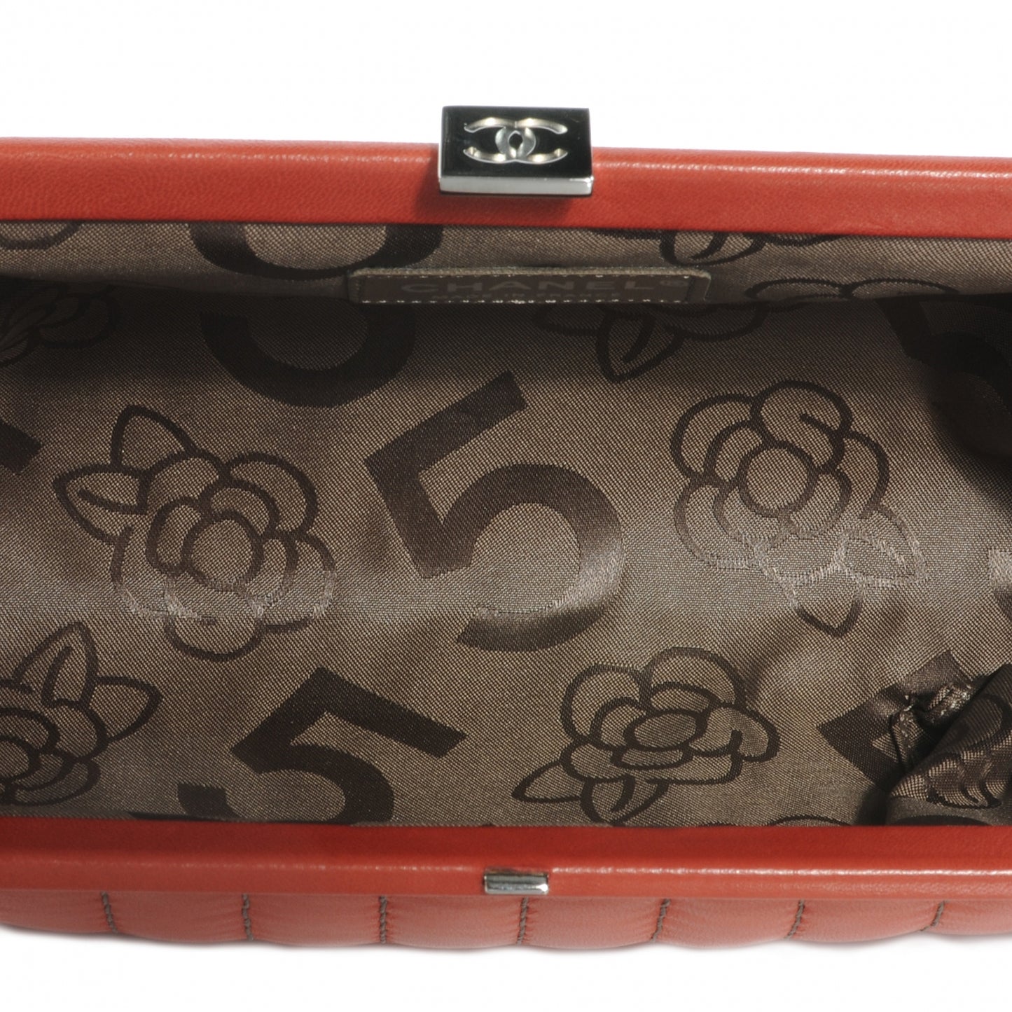Lambskin Vertical Quilted Mademoiselle Clutch Salmon