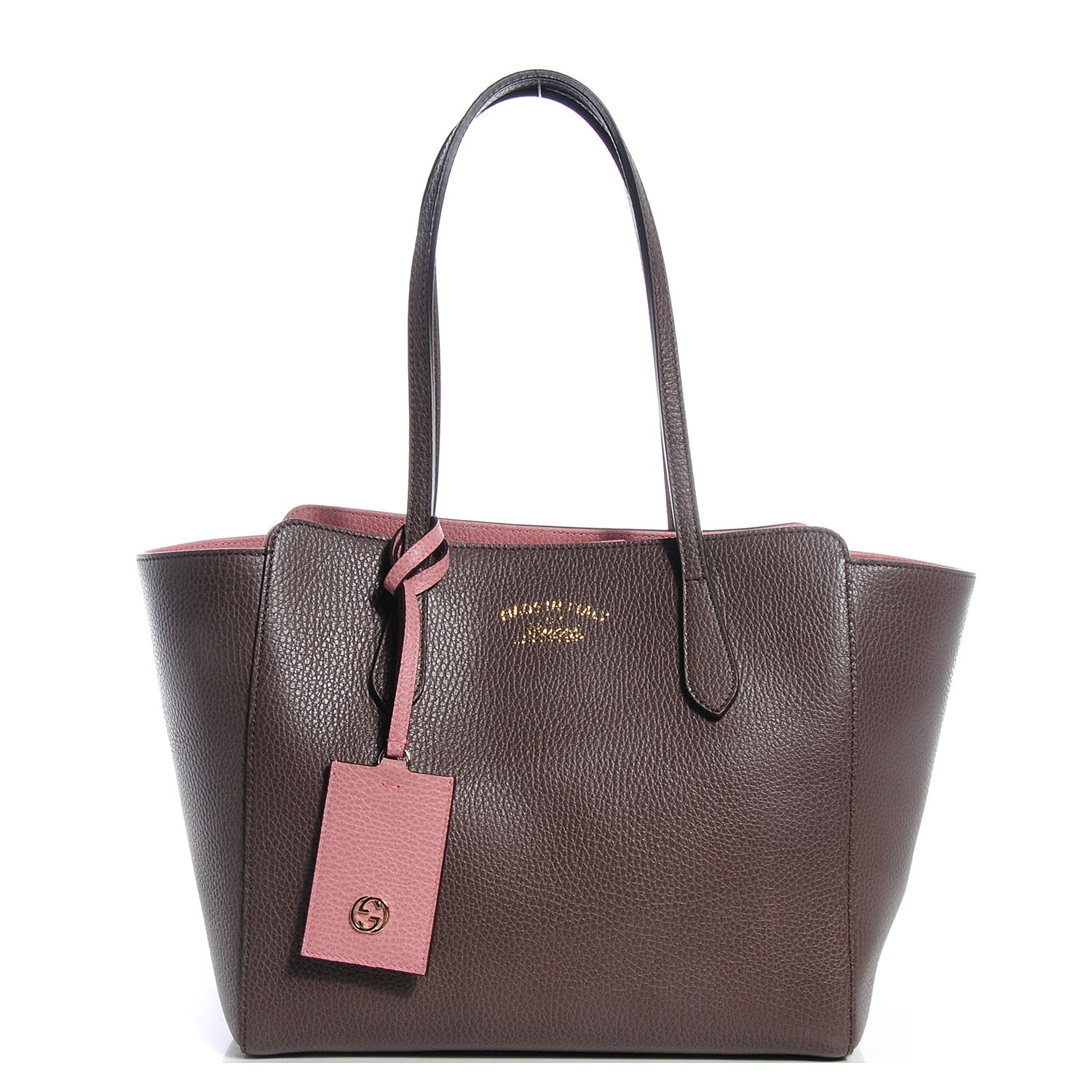 Gucci Dollar Calfskin Small Swing Tote Grey Field Soft Pink 1 of 19