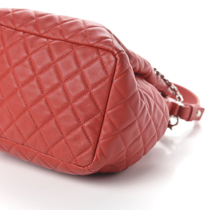 Chanel Lambskin Quilted Small CC Chain Drawstring Bucket Bag Red 7 of 10