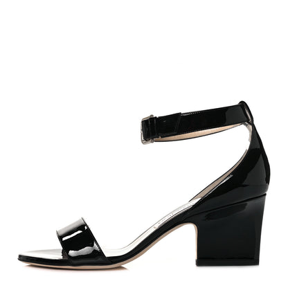 Jimmy Choo Patent Calfskin Edina Sandals 37 Black 1 of 8