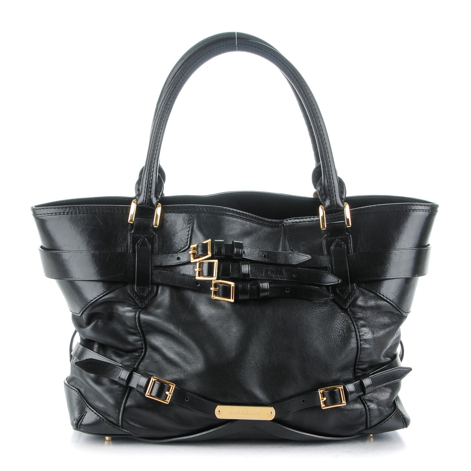 Burberry Lambskin Bridle Calfskin Medium Landscape Lynher Tote Black 1 of 10