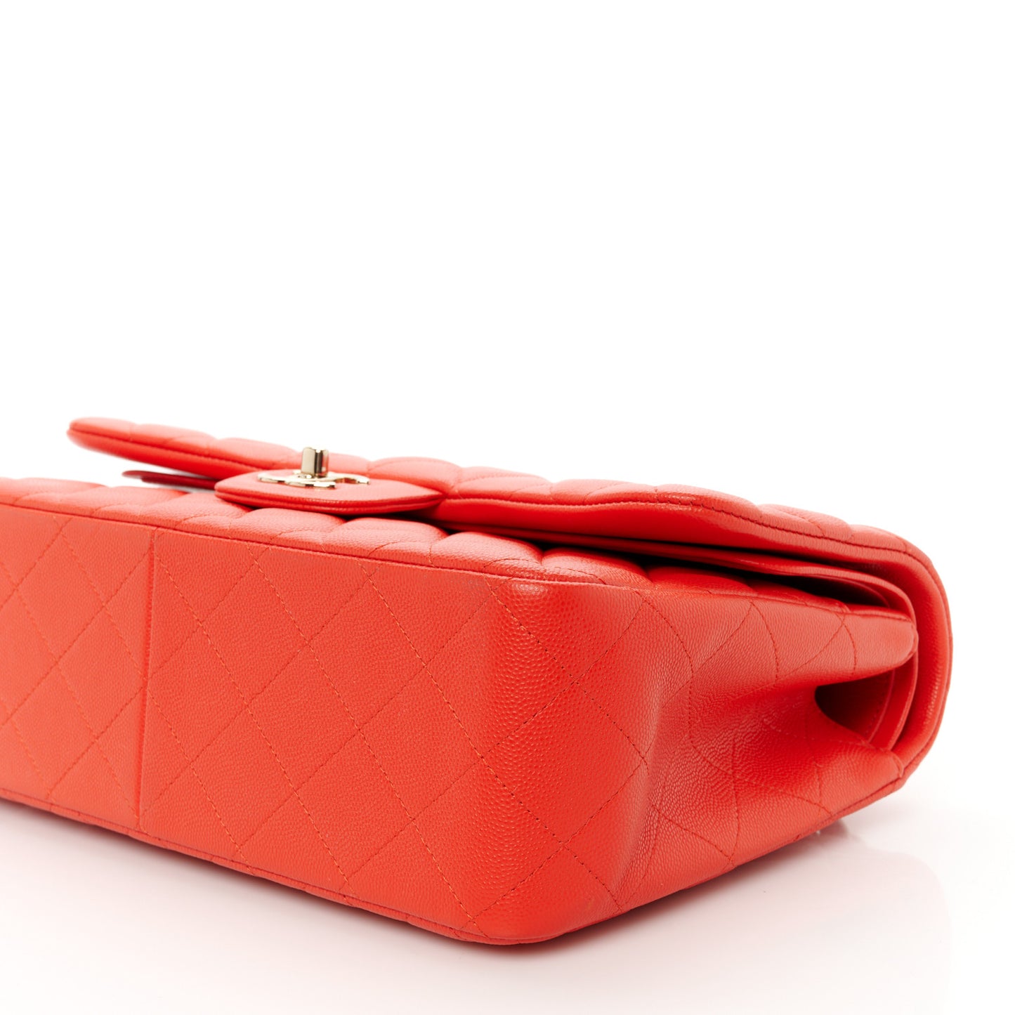 Caviar Quilted Jumbo Double Flap Red