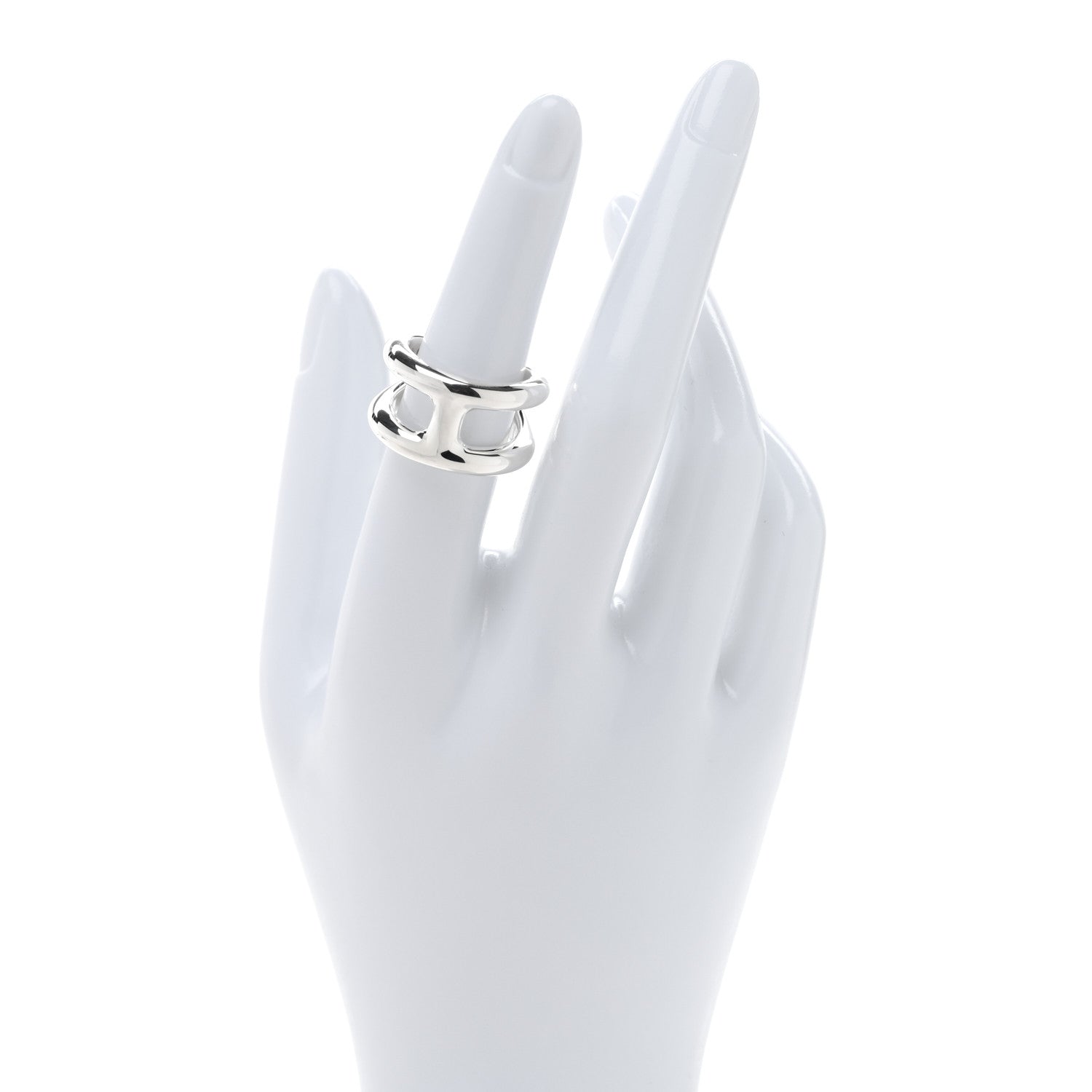 Hermes Sterling Silver PM Osmose Ring 53 6.5 2 of 5