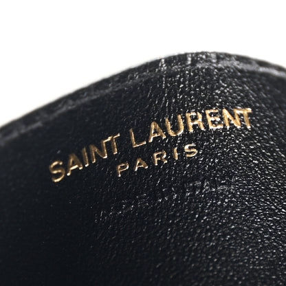 Saint Laurent Calfskin Crocodile Embossed Monogram Credit Card Case Crema Soft 6 of 7