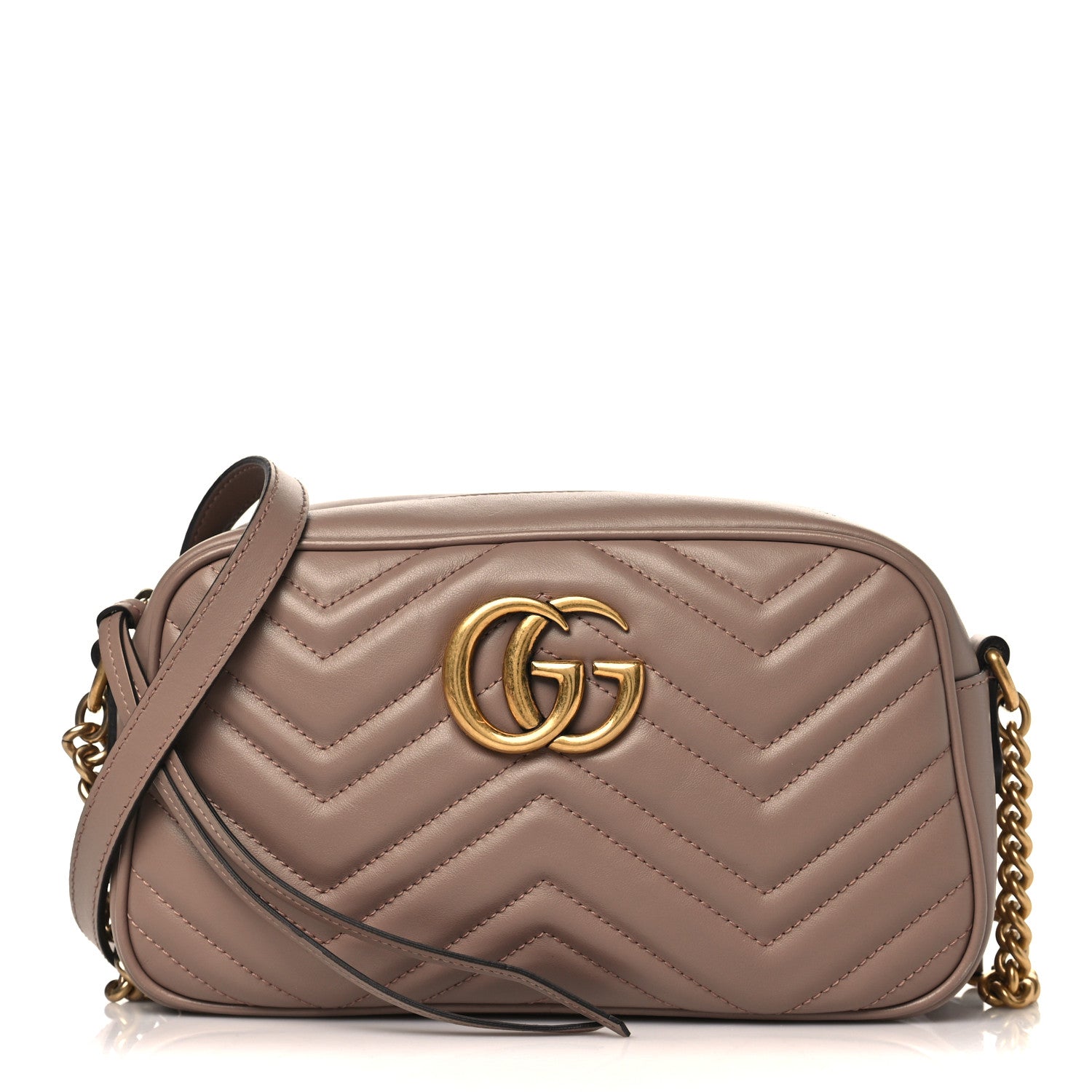 Gucci Calfskin Matelasse Small GG Marmont Chain Shoulder Bag Porcelain Rose 1 of 10