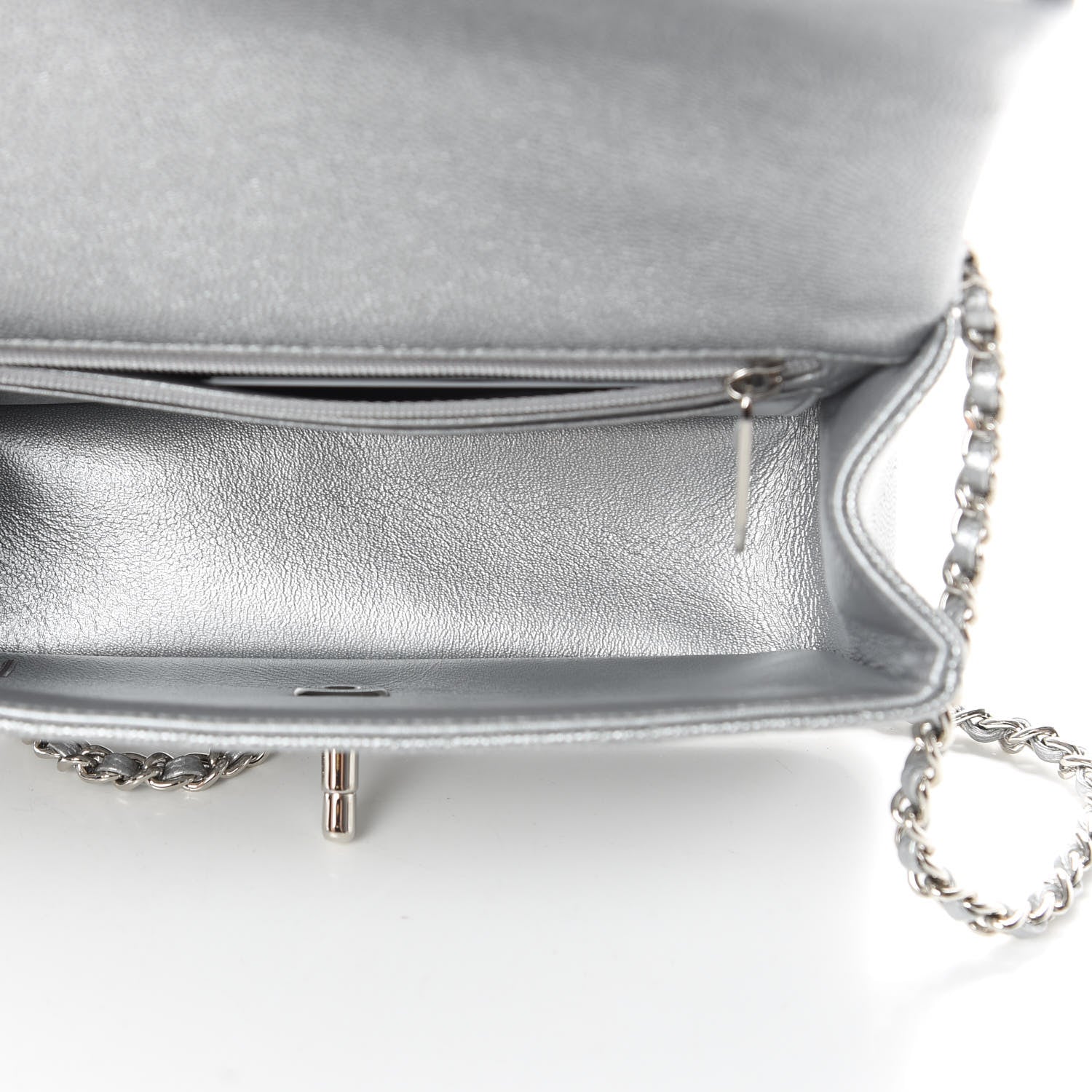 Chanel Metallic Caviar Quilted Mini Top Handle Rectangular Flap Silver 5 of 10