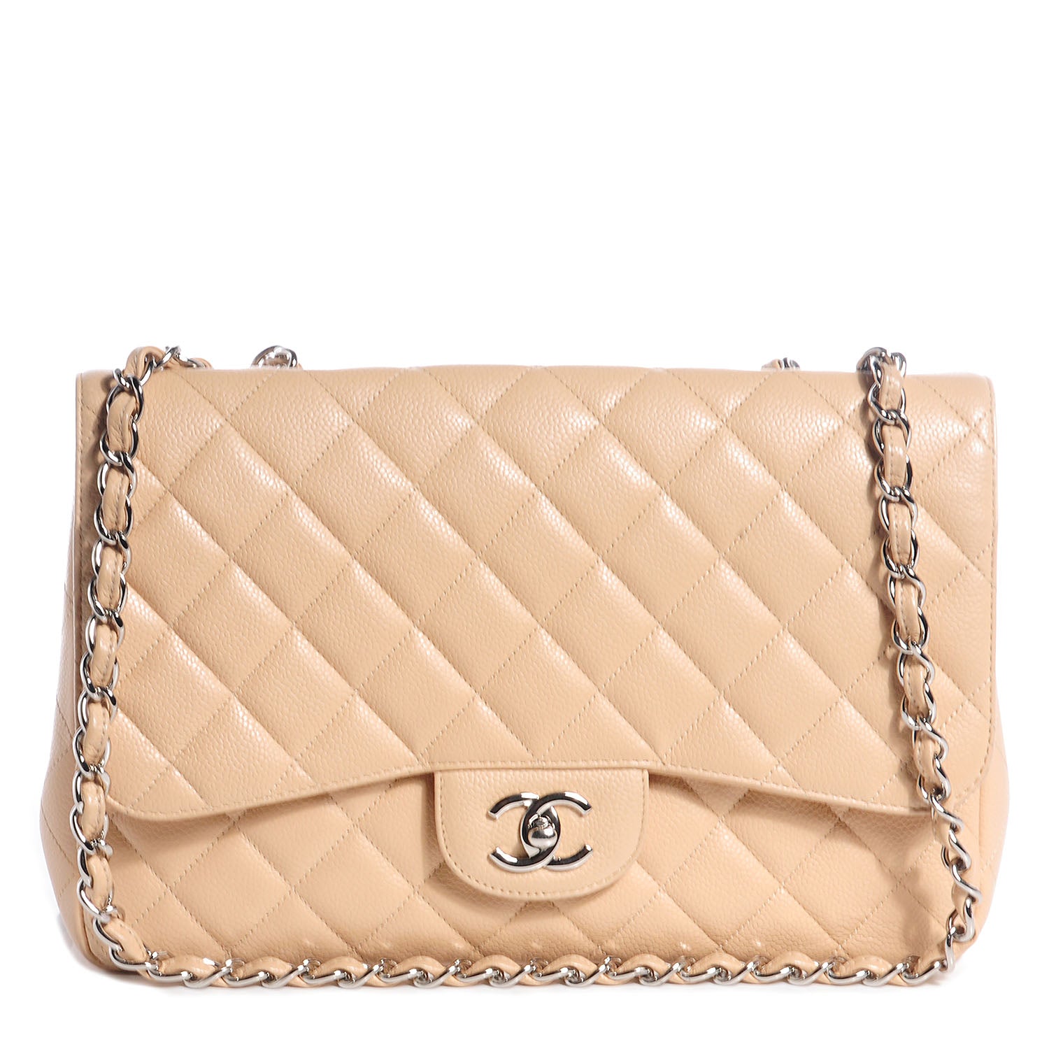 Chanel Caviar Jumbo Single Flap Beige Clair 1 of 10