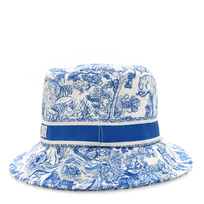 Christian Dior Canvas Toile de Jouy Sauvage Diorivera D-Bobby Small Brim Bucket Hat 59 Fluorescent Blue 5 of 8
