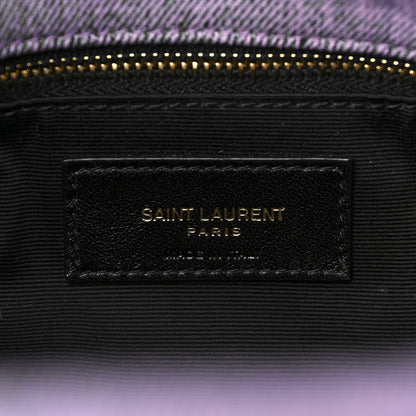 Saint Laurent Denim Quilted Medium Loulou Puffer Monogram Chain Satchel Bleached Lilac 6 of 8