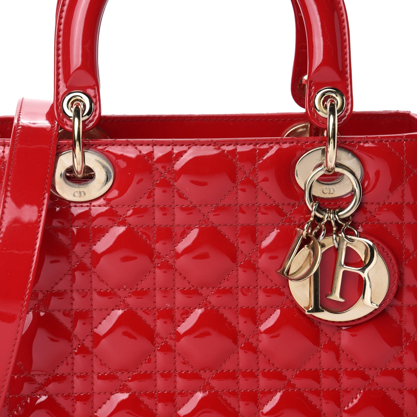 Patent Cannage Medium Lady Dior Red