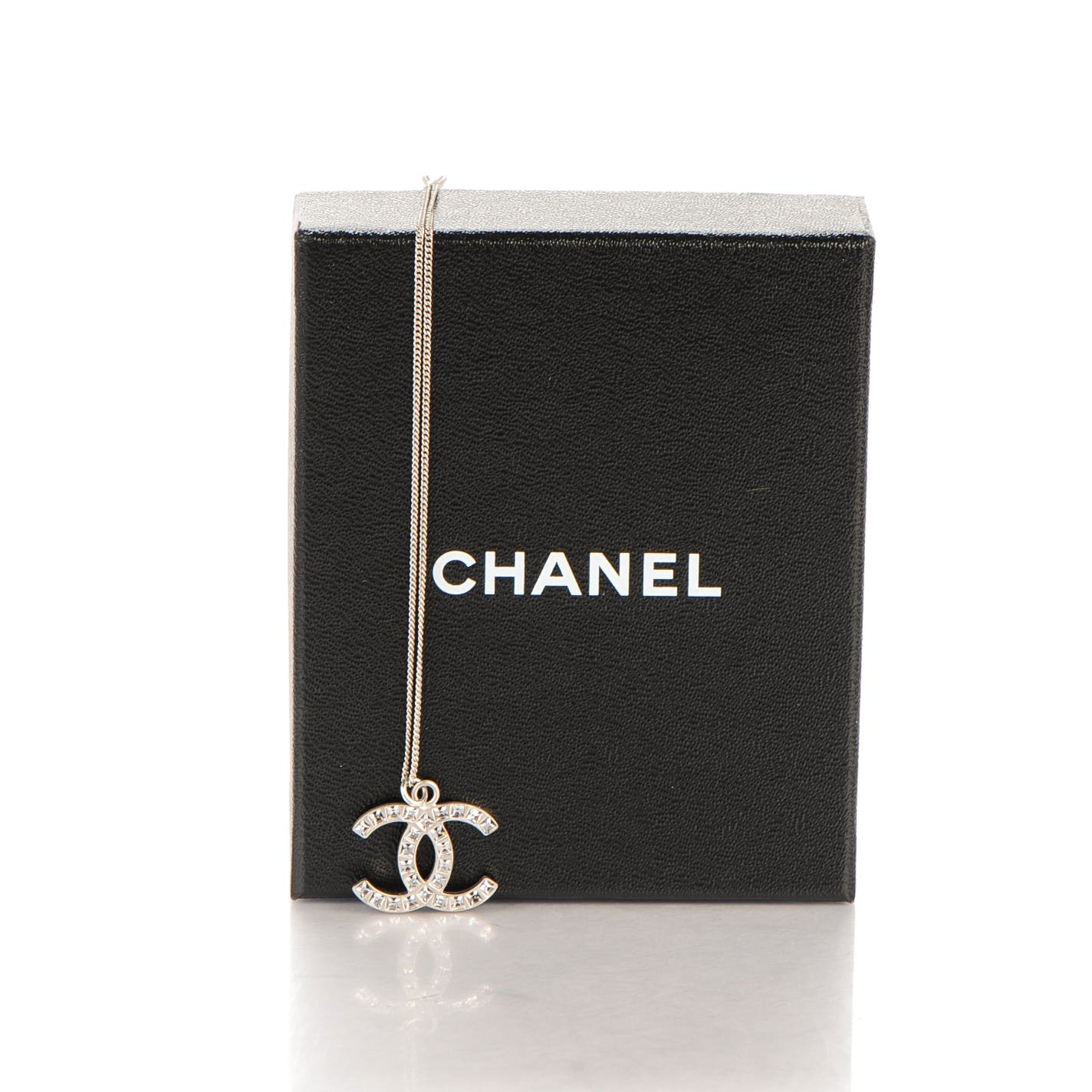Chanel Baguette Crystal CC Necklace Silver 5 of 5