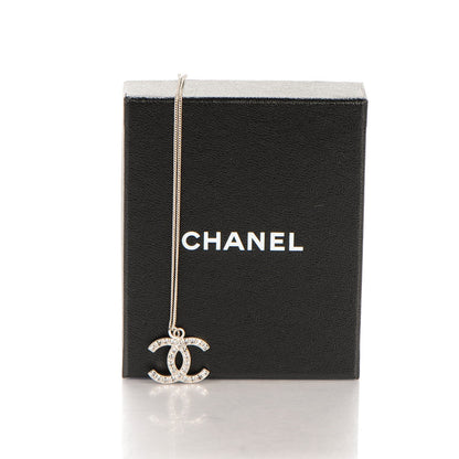 Chanel Baguette Crystal CC Necklace Silver 5 of 5