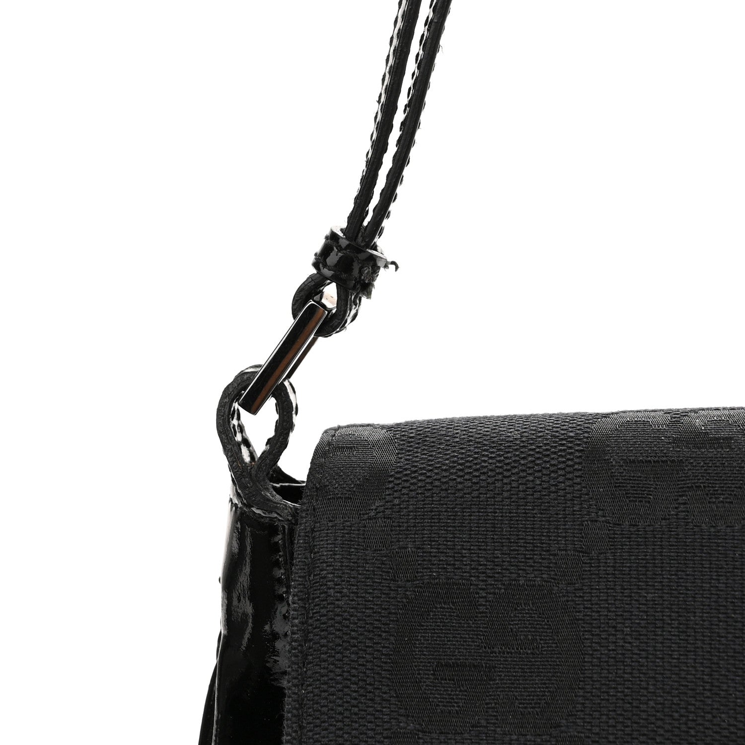 Gucci Patent Jumbo Monogram Canvas Shoulder Bag Black 11 of 12
