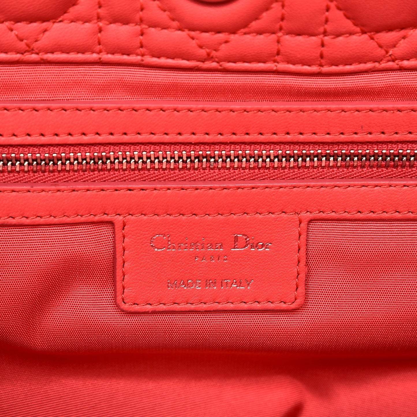Lambskin Cannage Large Dior Soft Shopping Tote Coral