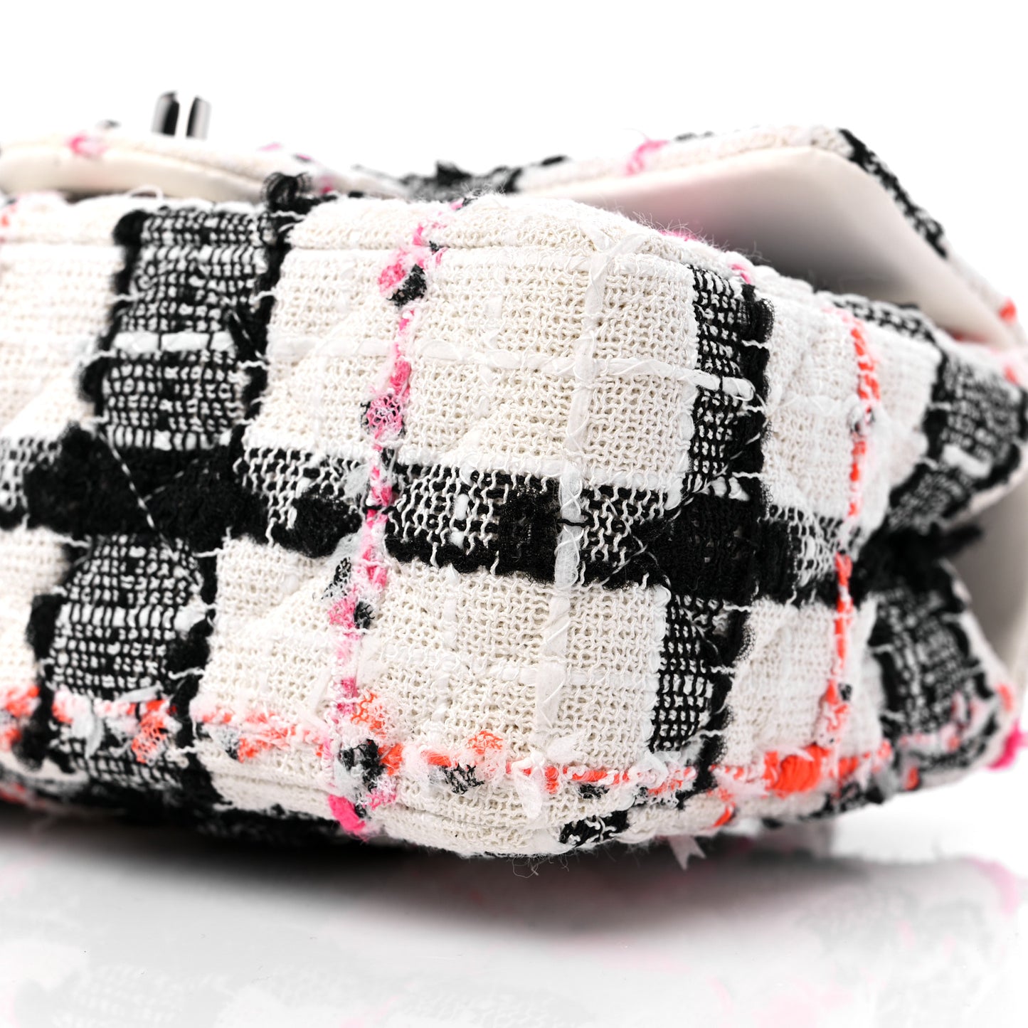 Tweed Quilted Mini Rectangular Flap Black White Pink