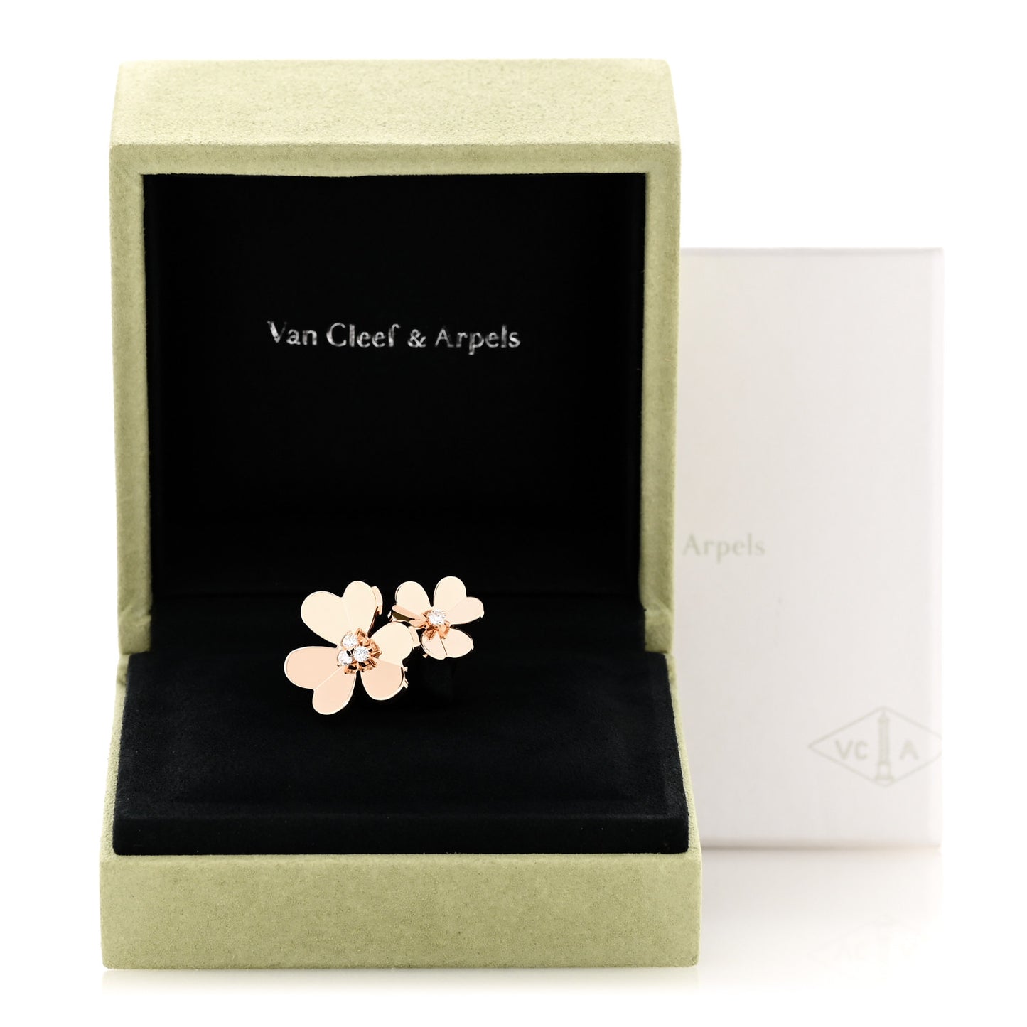 18K Rose Gold Diamond Frivole Between The Finger Ring 53 6.5