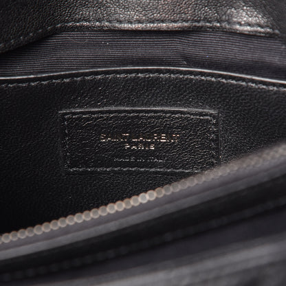 Saint Laurent Sheepskin Matelasse Chevron Monogram Medium College Bag Black 6 of 11