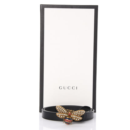 Gucci Calfskin Queen Margaret Bee Belt 90 36 Black 7 of 7