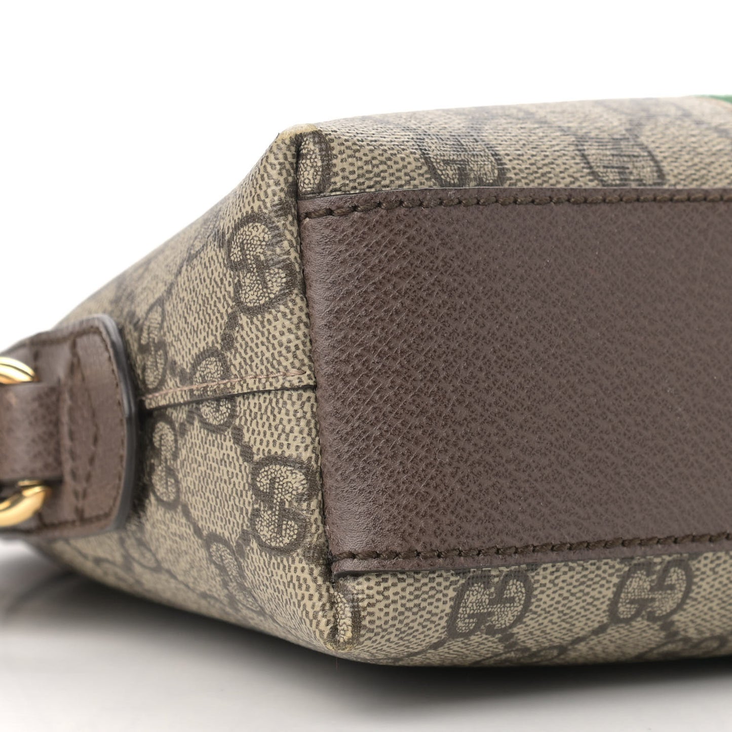 GG Supreme Monogram Textured Dollar Calfskin Web Small Ophidia Dome Shoulder Bag Beige Ebony New Acero