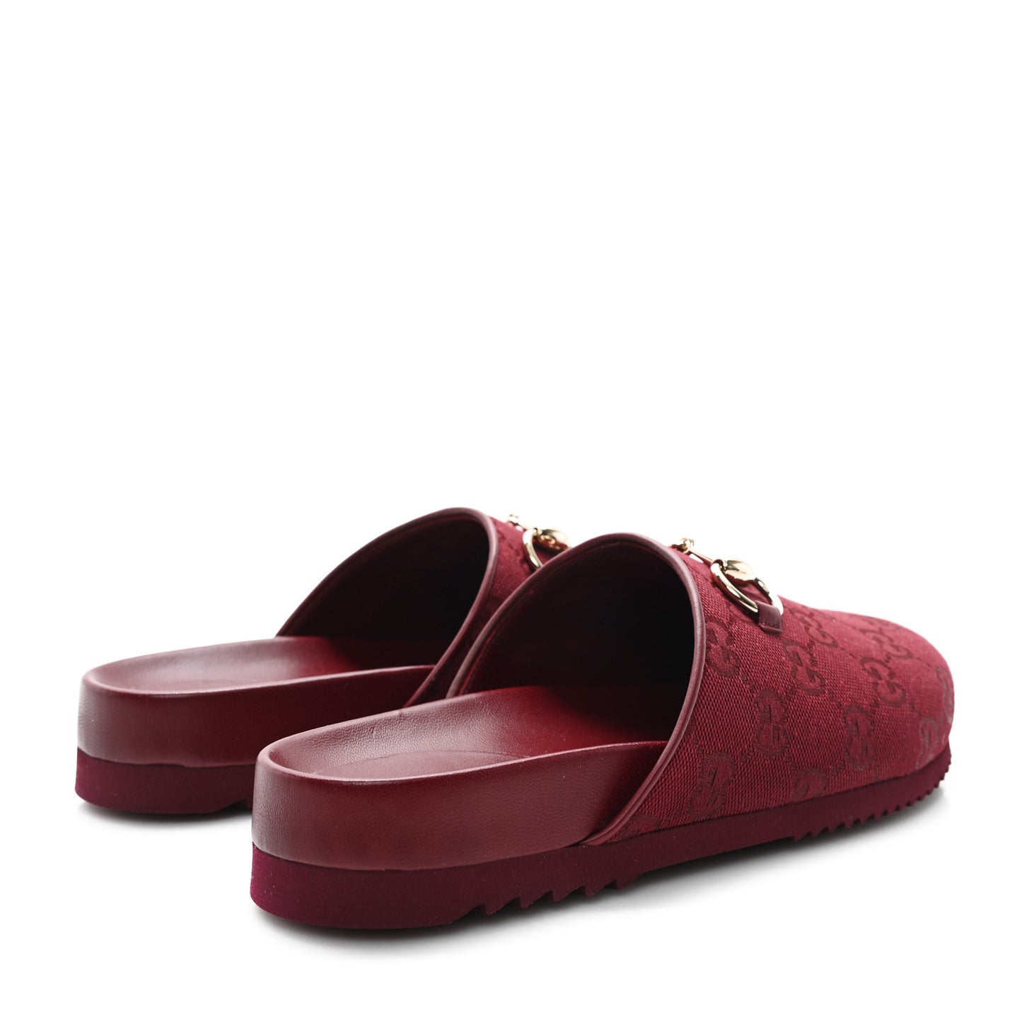 GG Supreme Monogram Womens Horsebit Slippers 36.5 Rosso Ancora