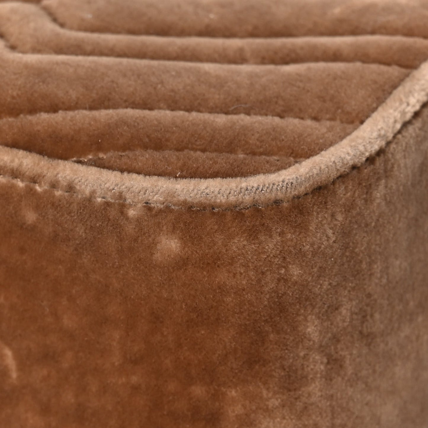 Velvet Matelasse Small GG Marmont Chain Shoulder Bag Taupe