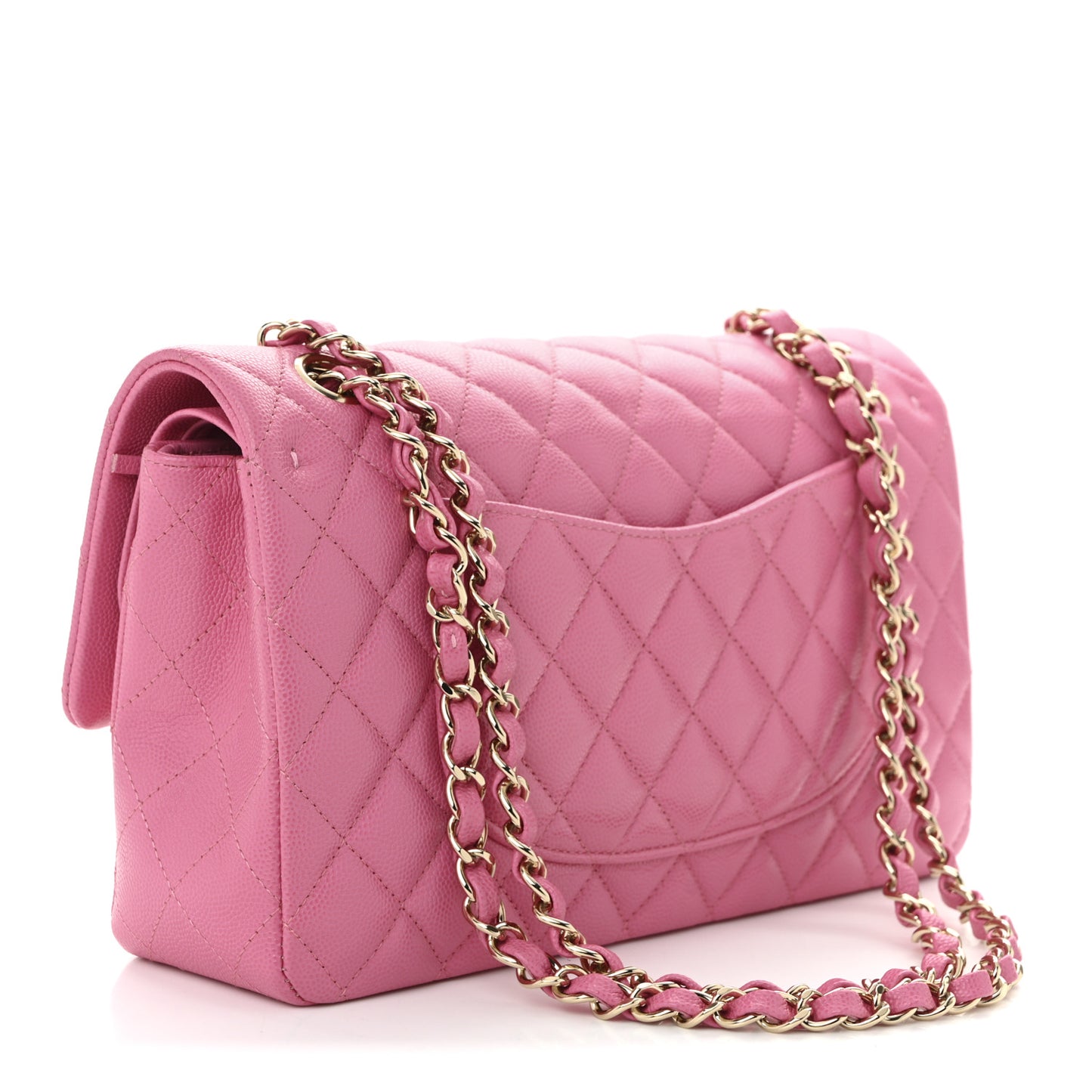 Caviar Quilted Medium Double Flap Pink