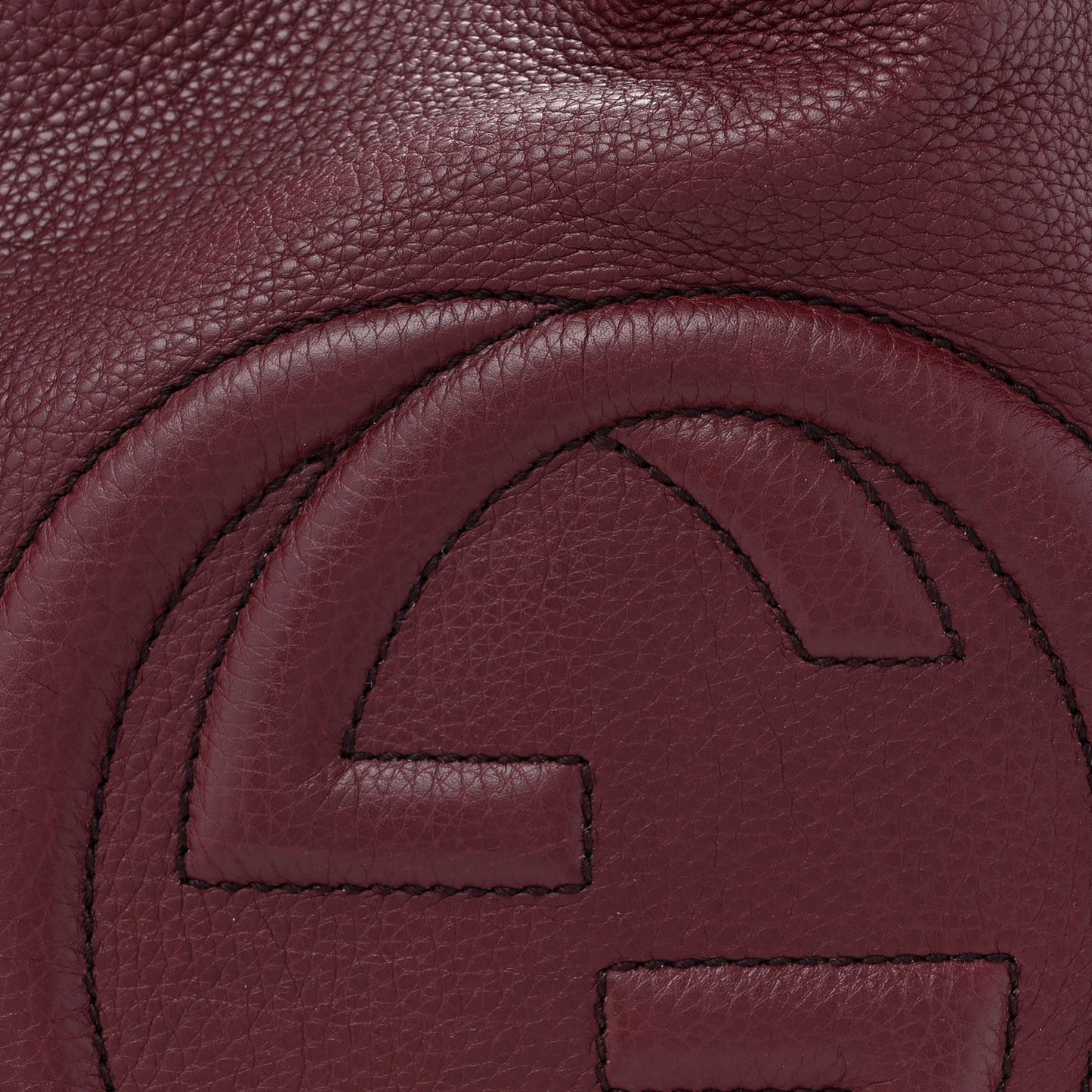 Pebbled Calfskin Medium Soho Shoulder Bag Bordeaux